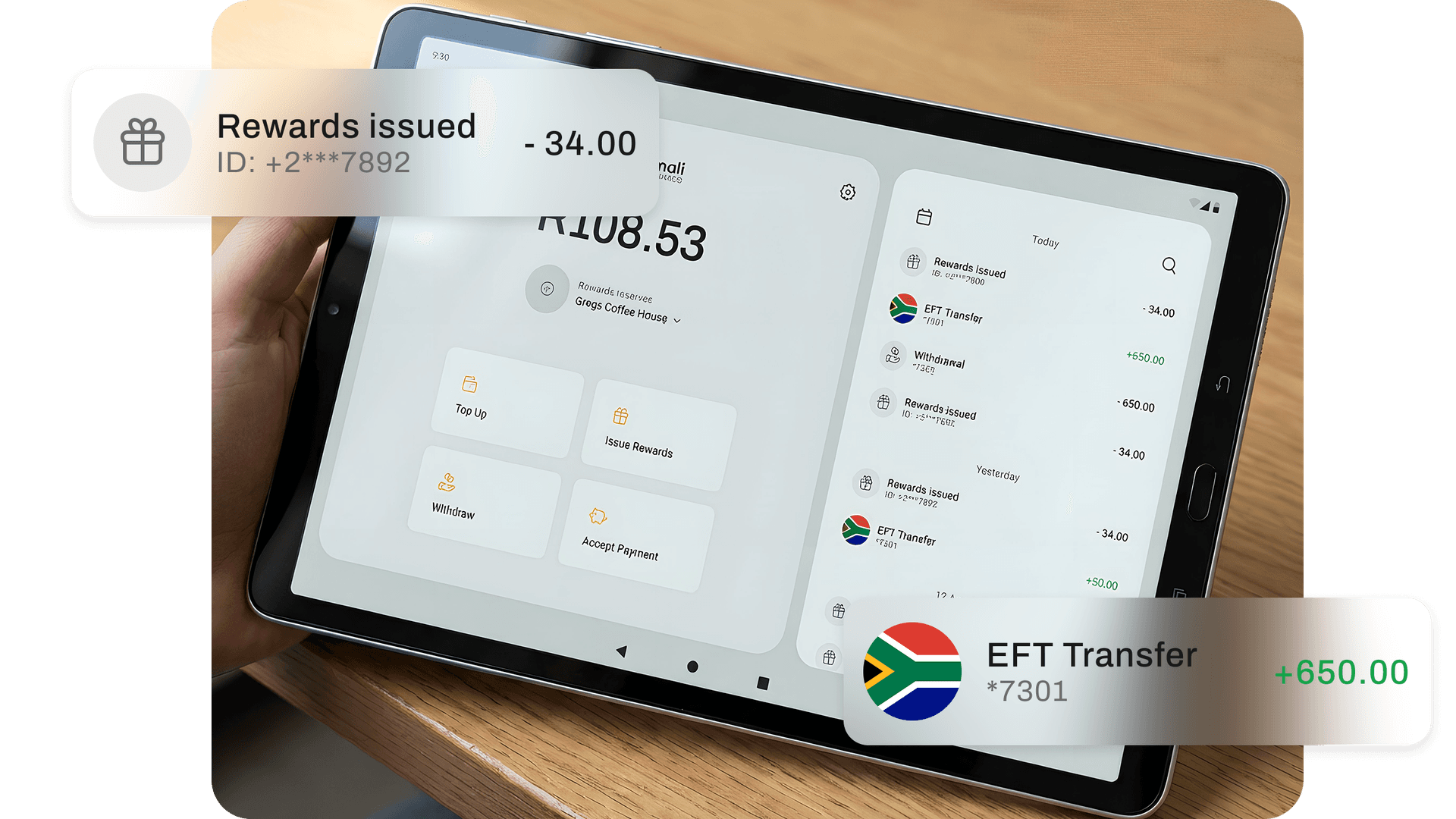 Merchant dashboard showing financial application