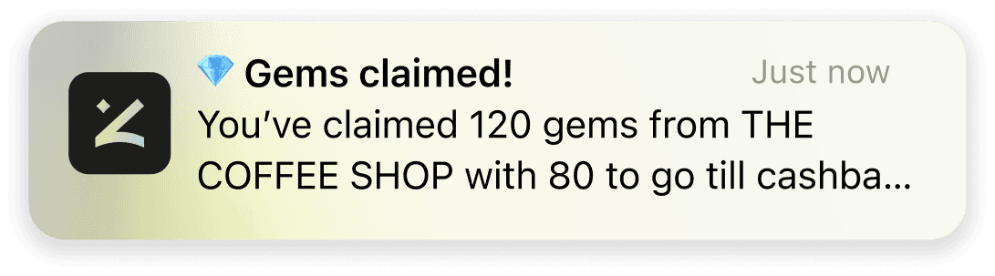 Gems claimed notification